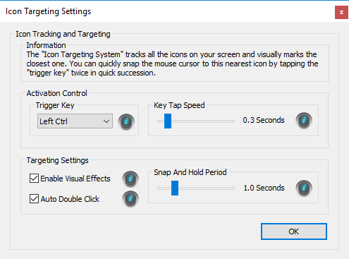 Icon targeting settings