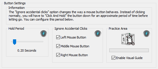 Settings that govern blocking of accidental mouse button presses