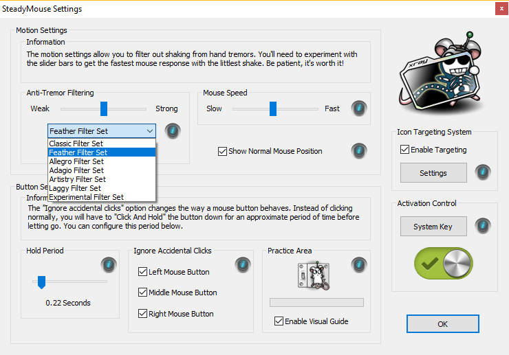 Various filters cover all types of shaking motion