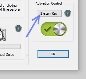 Settings for selecting a SteadyMouse on/off toggle switch